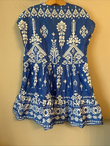 Bellissimo abito estivo boho con stampa blu e bianca Zara - Taglia S - Foto 4 di 4