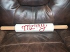 MERRY CHRISTMAS Holiday Rolling Pin Stoneware Baking