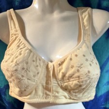 Vintage Beige/Yellow Floral Cotton Front Snap Bra Size 42/95