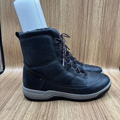 Ecco Trace Lite Women s Size 9 Black Leather Hiking Snow Lace Up Boots EUC