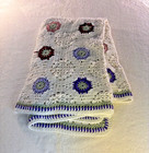 Handmade Crochet Flower Afghan Blanket Granny Square Cabin Throw 44.5x55.5