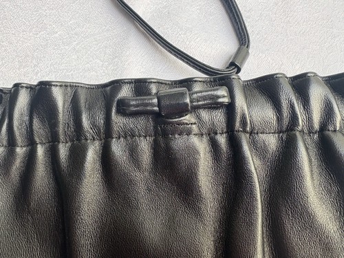 Vintage 80s Black Leather Clutch Shoulder Bag Made in Korea 10.5” - Picture 3 of 11