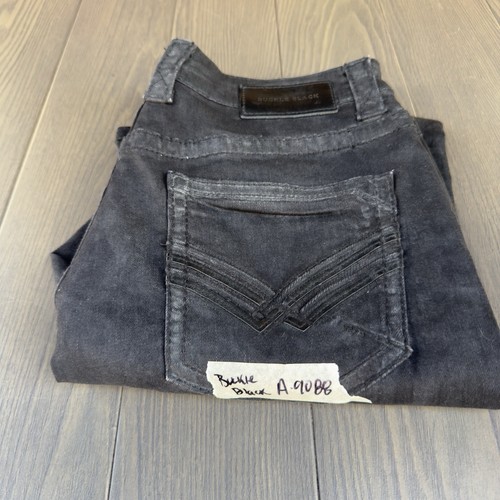 Jeans negros con hebilla para hombre 32x30 relajados rectos negros lavados denim elástico premium - Imagen 16 de 16