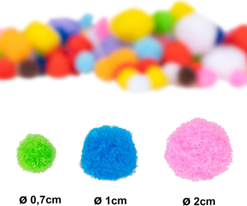 Kids | Kit Di 100 Pompon Fai Da Te Piccoli | Colori E Dimensioni Assortite | Dia - Foto 3 di 12