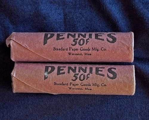 Two Unopened Rolls of 1957-P Lincoln BU Wheat Cents