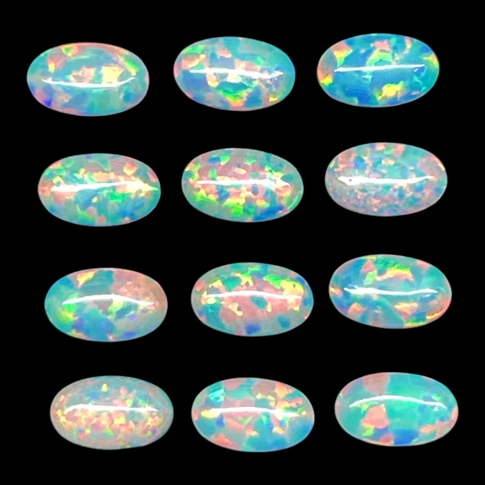 12 Pcs Australian Opal 5x3mm Oval Cabochon AAA Quality Lab Created Gemstone Lot - Image 2 of 4