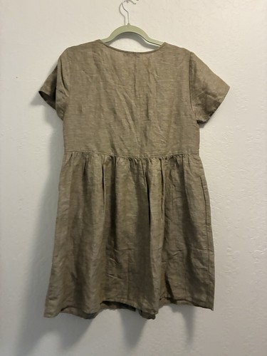 Mini Vestido Madewell Mezcla de Lino Alexandra Botón Frontal Rama Oliva Talla Pequeña - Imagen 4 de 6