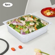 6-Pack 2/3 Size 4"Deep 201Stainless Steel Steam Hotel Prep Table Food Prep Pan