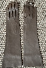 Dawnelle Womens Long Leather Light Brown Gloves Sz 7.5 Washable