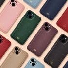 Personalised Leather Phone Case for iPhone 16 16e 15 14 13 12 Pro Max Initials