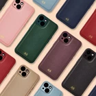 Personalised Leather Phone Case for iPhone 17 16 15 14 13 12 Pro Max Initials