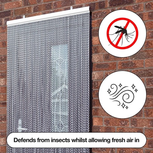 Aluminium Door Fly Screen Metal Chain Curtain Blind Insect Blinds 214x90cm - Picture 2 of 16