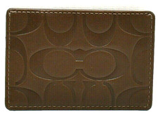 Coach Men's Slim Leather Logo Card Case Wallet Tobacco Brown New NWT