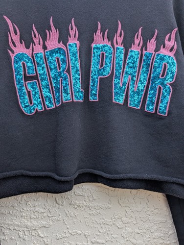 DIVIDED "GIRL PWR" GIRL POWER SCHWARZ PAILLETTEN LOGO TOP, DAMEN Small OVERSIZED - Bild 3 von 8
