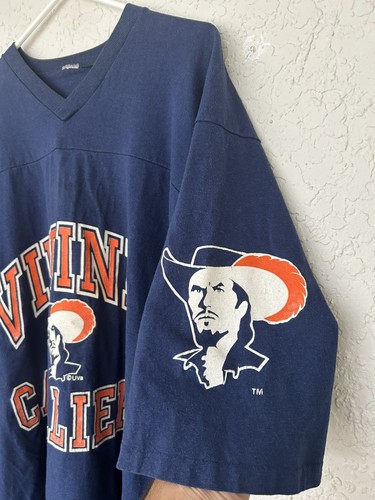 Vintage VIRGINIA CAVALIERS Blue V-Neck 1/4 Sleeve T-Shirt Size Large - Picture 3 of 5