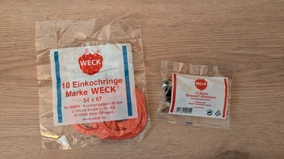 WECK Set: 10x Einkochringe 54x67 + 12x Einweck-Klammern / Unbenutzt in OVP