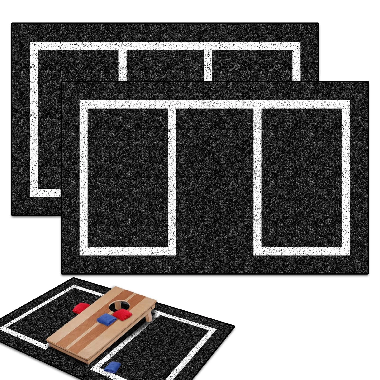 2 Packs Cornhole Mats 5 x 8 Ft Felt Prevent Slipping Pads Dark Grey