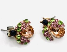 Ladybird Ladybug Rhinestone Small Dainty Earrings Studs Summer Sparkle E2