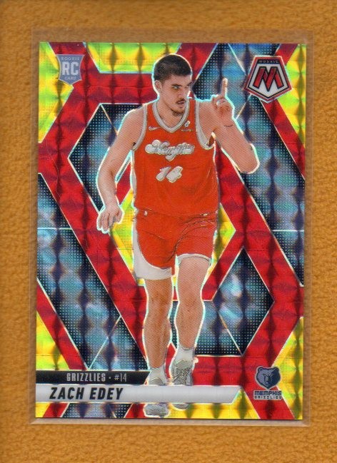 Zach Edey 2024-25 Panini Mosaic Choice Fusion Red Yellow Prizm RC #248 /75