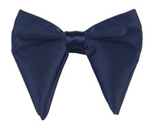 Mens Oversized Satin Silk Bow Tie Solid Color Formal Tuxedo Big B- Navy Blue