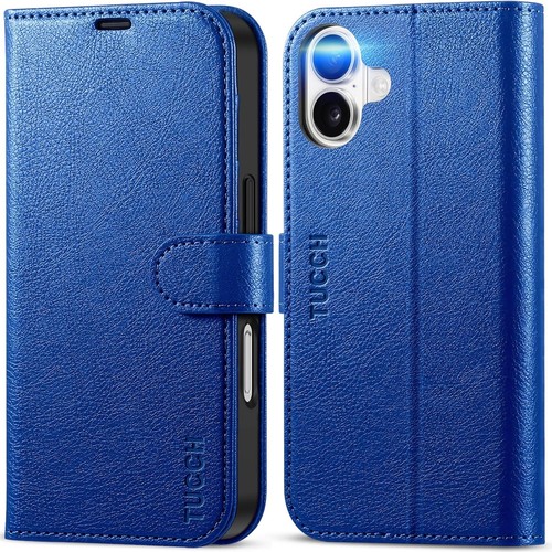 TUCCH Case for iPhone 16 (6.1") 2024 5G, Magnetic PU Leather Wallet Protective F - Picture 1 of 9