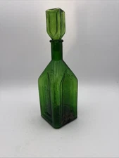 Vintage Chief Wahoo Electric Tonic Green Glass Bottle w/Bottle Stopper Walbridge