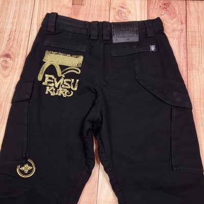 NWT Evisu Kuro 3D Cargo Jeans Men s Black Size 30 (Meas. 31x27.5)
