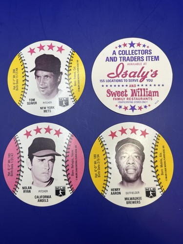 1976 Isaly's Baseball Disc Complete 70 Card Set Ryan Aaron Rose Isalys MSA discs - Picture 2 of 7