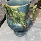 Vintage Original Roseville Pottery Bushberry Blue Vase 156-6.