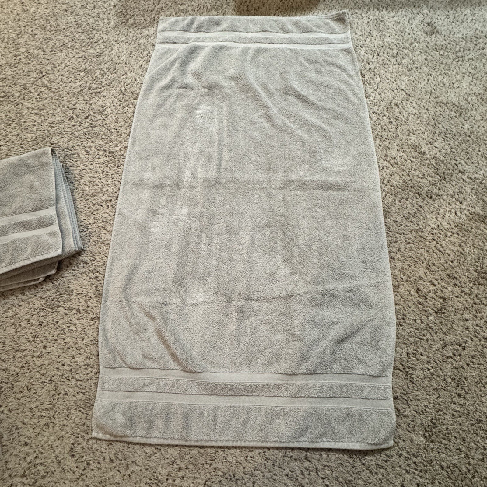 WAMSUTTA Micro Cotton Gray Bath Towels (2)  51”X 28”