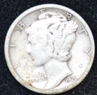 1928 FINE Mercury Dime, 90% SILVER! Golden Toning!