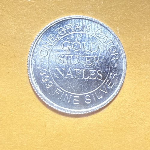 One Gram Silver round "Gator - Florida" 999 Fine Silver - 1 gm Silver Round - Picture 2 of 2