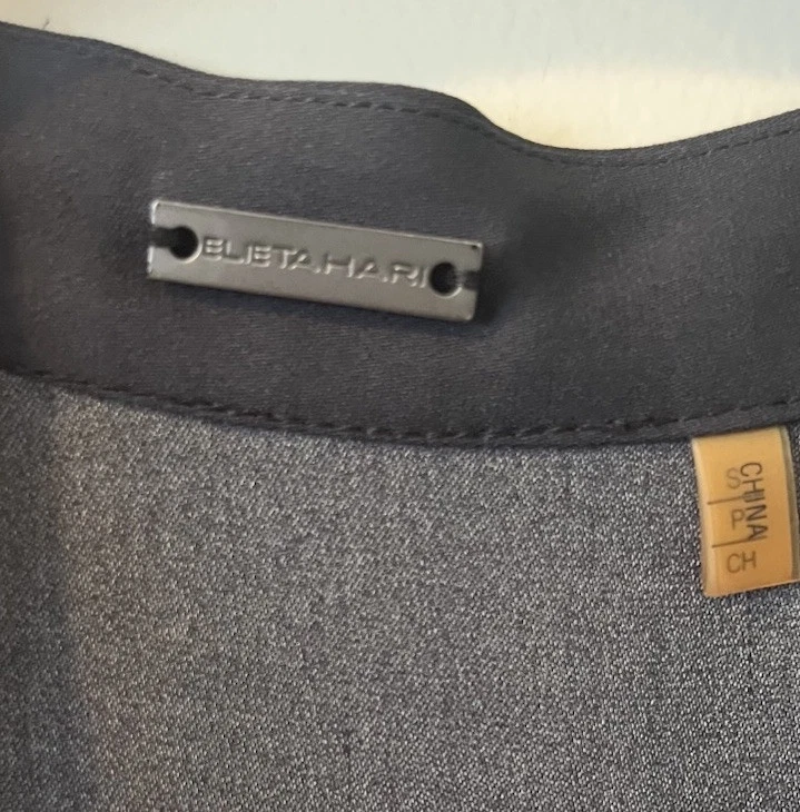 Blusa túnica Elie Tahari seda elastano azul marino verde lima S Foto 3 de 4