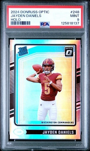 Jayden Daniels 2024 Panini Donruss Optic Rated Rookie Holo Prizm #248 PSA 9 MINT