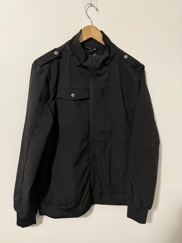 BauBax Mens L Black Travel Jacket Full Zip Multi Pocket Utility Tech - product listing photo