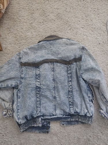 Land Rover Vintage Stone Wash Jeansjacke mit Leder Größe L - Bild 9 von 9