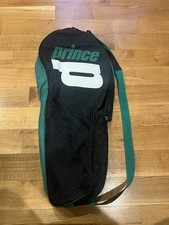 Vintage Prince Leather Tennis Racquet Bag Green Black Shoulder Strap Mesh