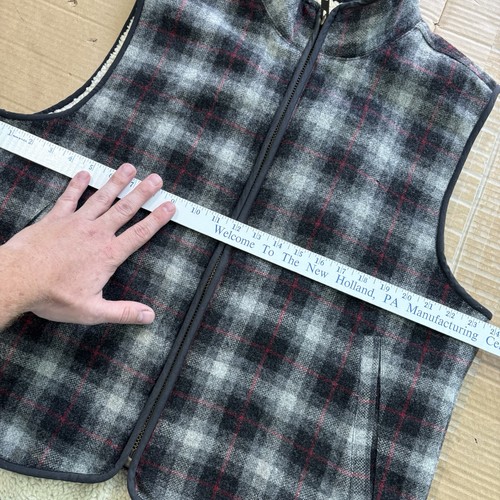 Vintage L.L. Bean Mens Vest Size L Wool USA Made Sherpa Lined Plaid Hunter Heavy - Picture 9 of 11