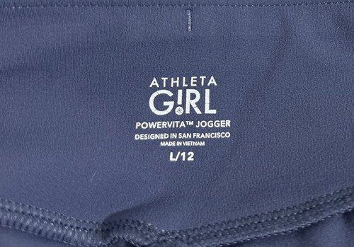 Athleta Girls Powervita Jogger Pants L 12 Purple Elastic Waist Pockets Logo - Picture 5 of 6