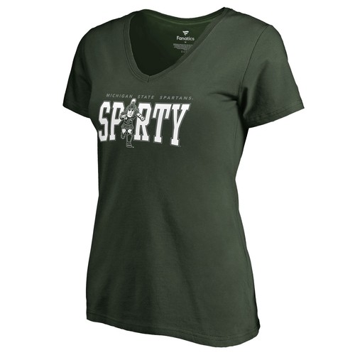 Women's Green Michigan State Spartans Hometown Collection Sparty V-Neck T-Shirt - Bild 2 von 3