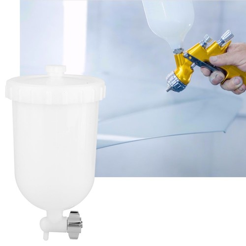 400ml Spray Pot Side Feed Plastic Paint Cup For W101 W71 R-2 K-2 F-2 New - Picture 3 of 6