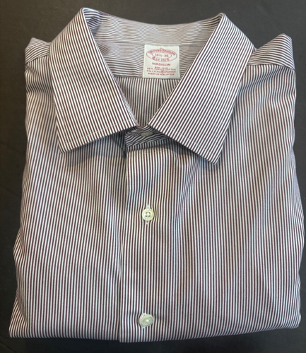 Camisa de vestir Brooks Brothers para hombre 18,5-36 calce Madison rayas rojas sin hierro elástico - Imagen 1 de 10