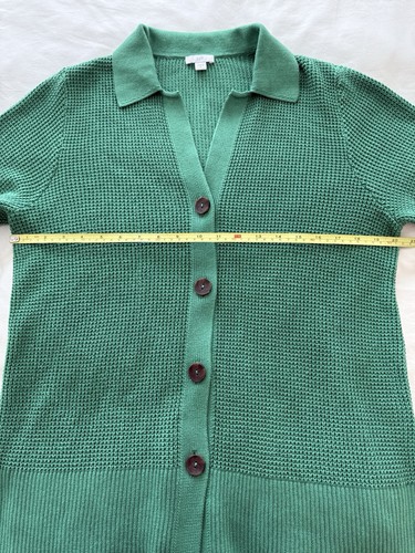 Cárdigan clásico J. Jill verde tejido gofre cuello abotonado para mujer talla mediana - Imagen 10 de 20