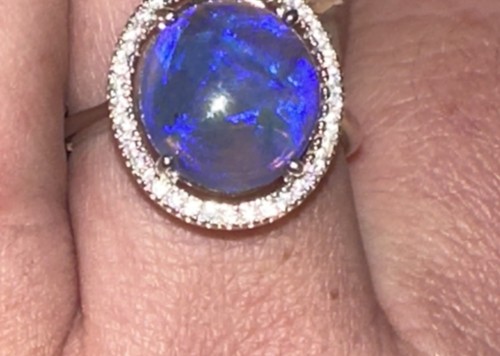 Natural Australian Solid Black Opal 3.2Ct Platinum Finish Women’s Ring - Picture 21 of 24