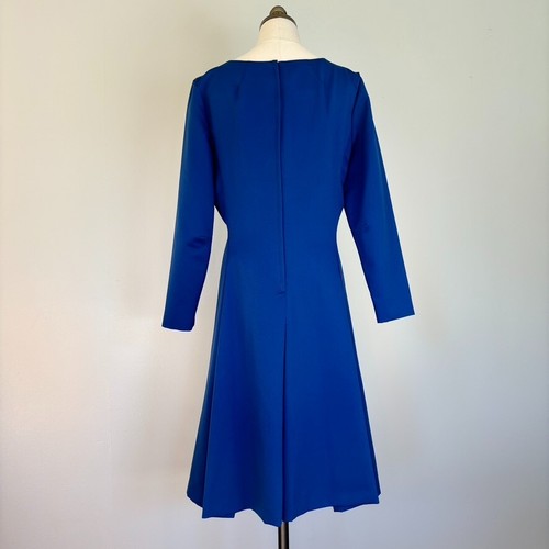 Vintage 60er Kleid Langarm hohe Taille abgesetzt voller Rock Gr. 12 blau bescheiden - Bild 7 von 18