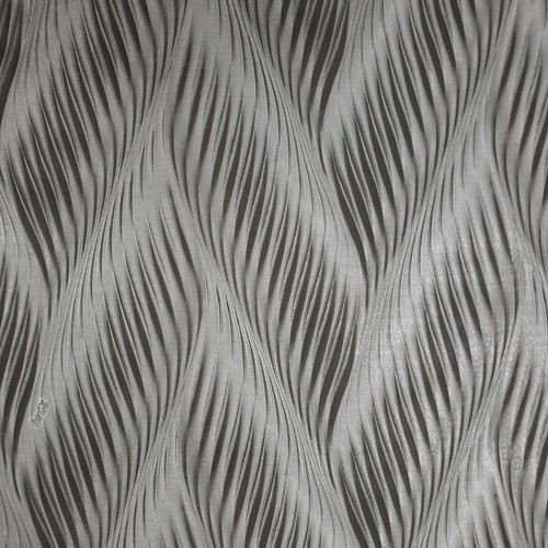 Vinyl Zig zag wave black gray silver metallic faux fabric textured Wallpaper 3D - 第 10/10 張圖片