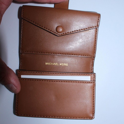 MICHAEL KORS Jet Set Travel Card Case Wallet MK Brow Pebble Leather NWT - Picture 5 of 7