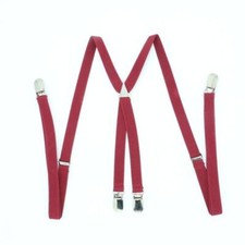 Men Pant Suspender-Classic 4Clip High Elastic 1.5cm Width Metal X Back Suspender