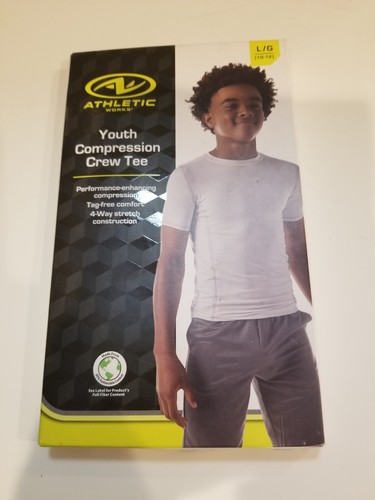 Athletic Works Youth Compression White Crew Tee Size L (10/12) Boys NEW - Picture 1 of 2