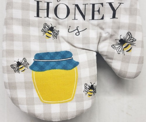Horno de cocina de algodón Mitt (7"x11") JARRA DE MIEL Y ABEJAS, HOGAR ES DONDE ESTÁ TU MIEL, TL - Imagen 3 de 16